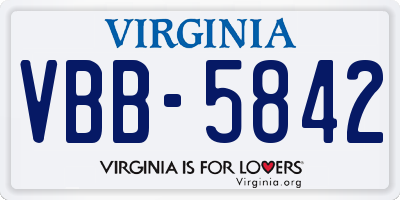 VA license plate VBB5842