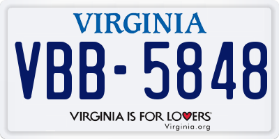 VA license plate VBB5848