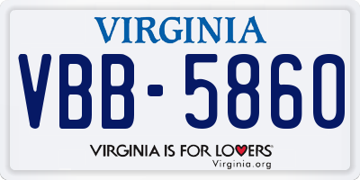 VA license plate VBB5860