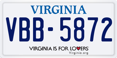 VA license plate VBB5872