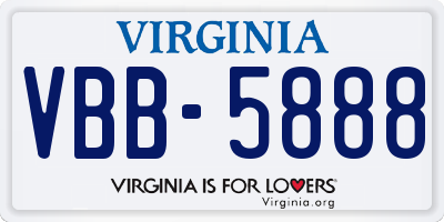 VA license plate VBB5888