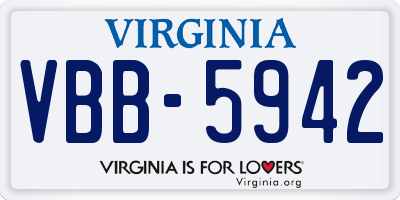 VA license plate VBB5942