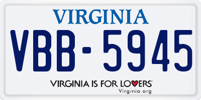 VA license plate VBB5945