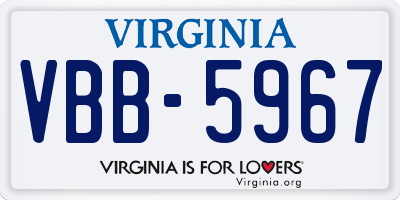 VA license plate VBB5967