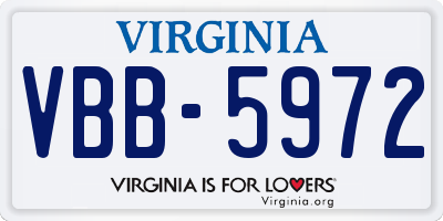 VA license plate VBB5972