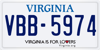 VA license plate VBB5974