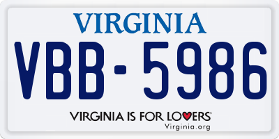 VA license plate VBB5986