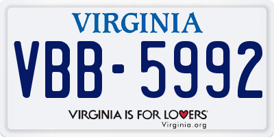 VA license plate VBB5992
