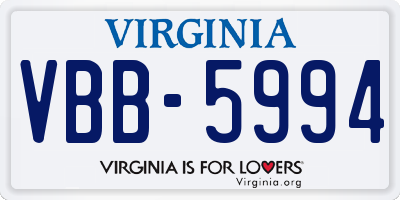 VA license plate VBB5994