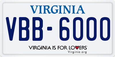 VA license plate VBB6000