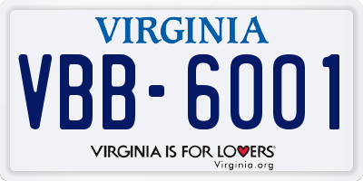 VA license plate VBB6001