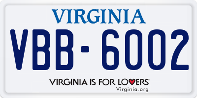 VA license plate VBB6002