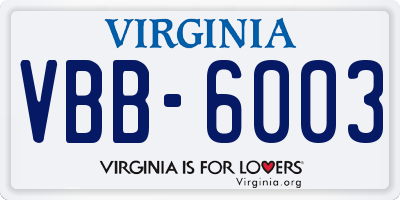 VA license plate VBB6003