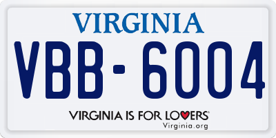 VA license plate VBB6004