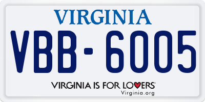 VA license plate VBB6005