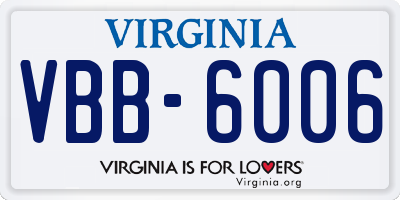 VA license plate VBB6006