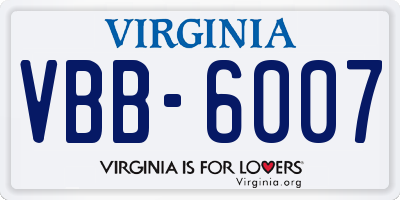 VA license plate VBB6007