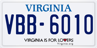 VA license plate VBB6010