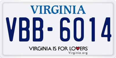 VA license plate VBB6014