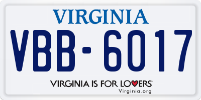VA license plate VBB6017