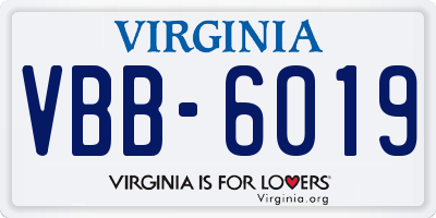 VA license plate VBB6019