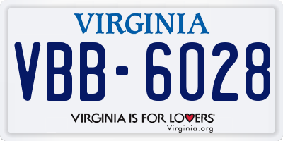 VA license plate VBB6028