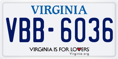 VA license plate VBB6036