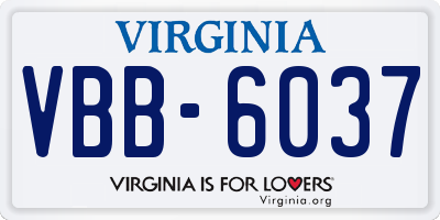 VA license plate VBB6037