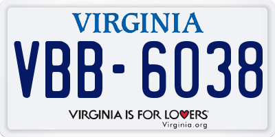VA license plate VBB6038