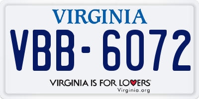 VA license plate VBB6072