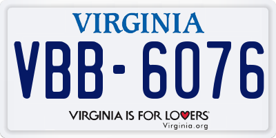 VA license plate VBB6076