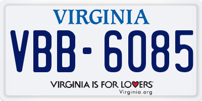 VA license plate VBB6085