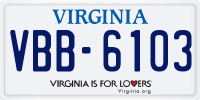VA license plate VBB6103