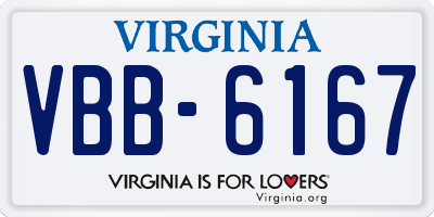 VA license plate VBB6167