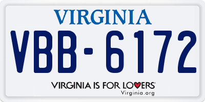VA license plate VBB6172