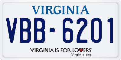 VA license plate VBB6201