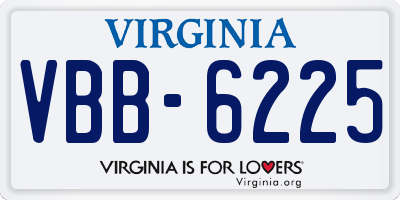 VA license plate VBB6225