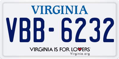 VA license plate VBB6232