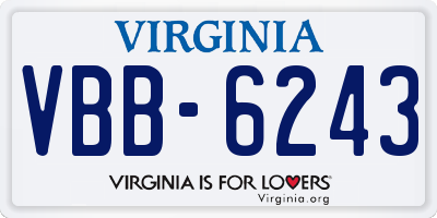 VA license plate VBB6243