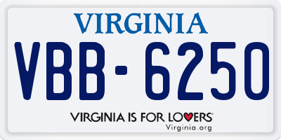 VA license plate VBB6250