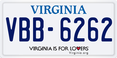 VA license plate VBB6262