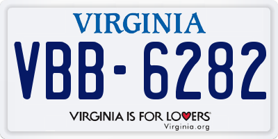 VA license plate VBB6282