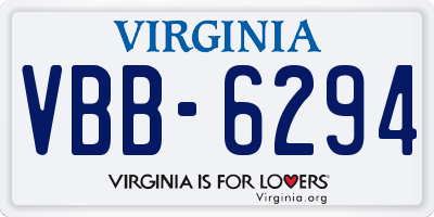 VA license plate VBB6294