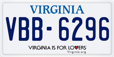 VA license plate VBB6296