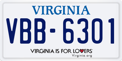 VA license plate VBB6301