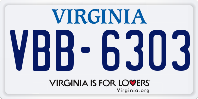 VA license plate VBB6303