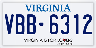 VA license plate VBB6312