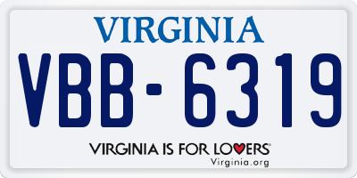 VA license plate VBB6319