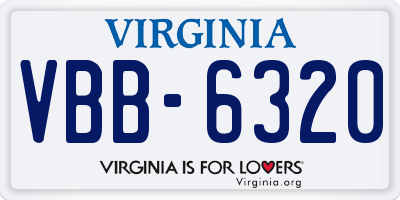 VA license plate VBB6320