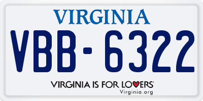 VA license plate VBB6322